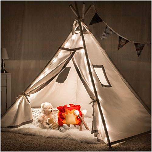 Teepee Tent for Girls, Boys - Deluxe Set with Smores-Campfire