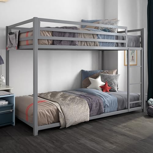 DHP Miles Low Metal Bunk Bed Frame for Kids, With