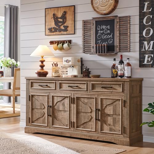 JXQTLINGMU 66" Large Buffet Sideboard Cabinet with 4 Doors and