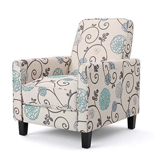 Christopher Knight Home Dufour White and Blue Floral Fabric Recliner