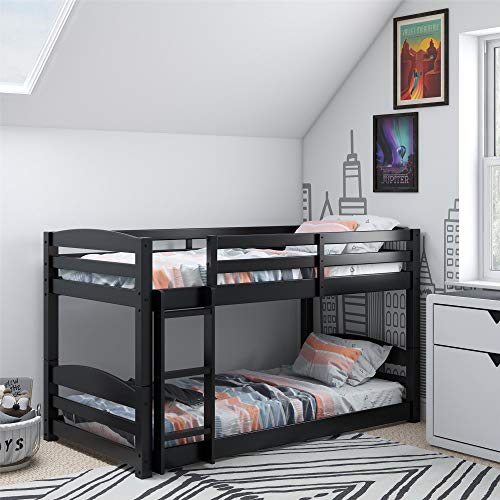 DHP Phoenix Convertible Low Wood Floor Bunk Bed, Stackable and