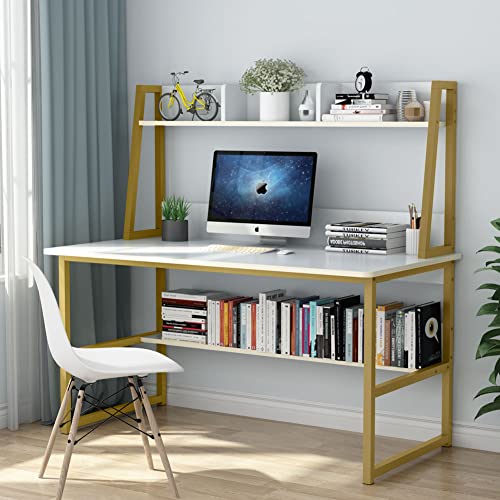 Tribesigns Computer Desk with Hutch, 47 inches Home Office Desk