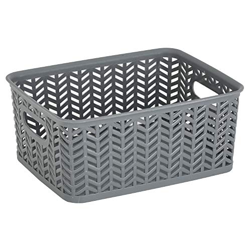 Simplify Small Herringbone Bin | Storage Tote Basket | Organizer