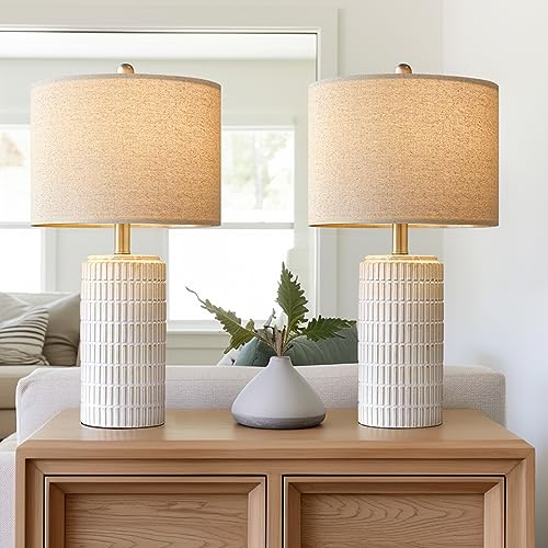 PoKat 23" Modern Ceramic Table Lamp Set of 2 for