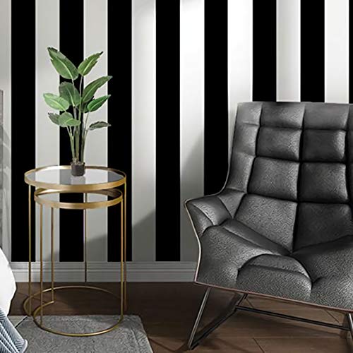 Stripe Black and White Peel and Stick Wallpaper Self-Adhesive Wallpaper