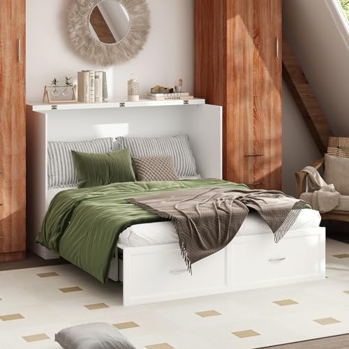 AIEGLE Cabinet Hidden Bed with Charging Station, Full-size Multi-Functional Chest