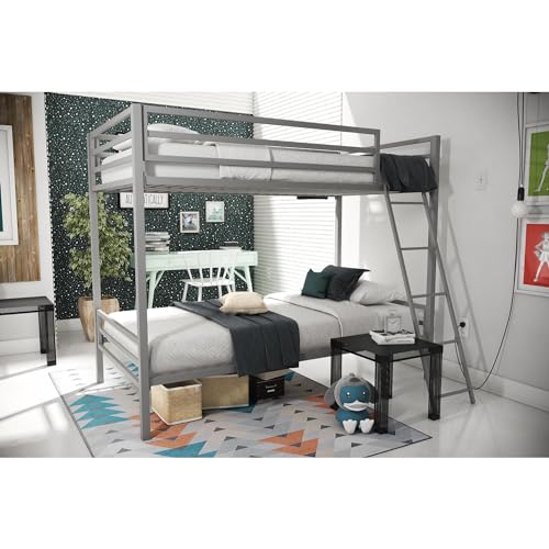 Novogratz Maxwell Twin-Over-Twin Metal Bunk Bed, Grey