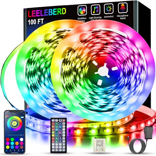 Leeleberd Led Lights for Bedroom 100 ft (2 Rolls of