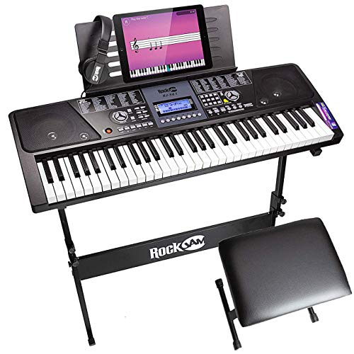 RockJam 61 Key Keyboard Piano With LCD Display Kit, Stand,