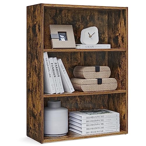 VASAGLE Bookshelf, 23.6 Inches Wide, 3-Tier Open Bookcase with Adjustable