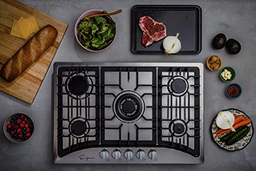 Empava 30" Gas Stove Cooktop with 5 Italy Sabaf Sealed Burners NG/LPG Convertible in Stainless Steel, 30 Inch, Silver