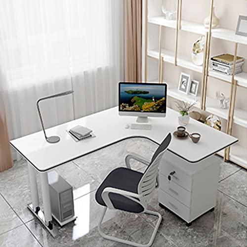 SHENXINCI L-Shaped Computer Desk, Gaming Corner Desk （Without 3 Drawers）,with Decorative Strips Eco-Friendly Wood Corner Computer Desk,Can Bear 250kg,Black/White,Two Sizes