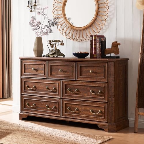 T4TREAM Farmhouse 7 Drawers Dresser for Bedroom, 54" Wide Wood