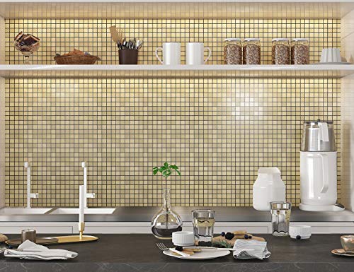 LEISIME Peel and Stick Tile Backsplash, Kitchen Backsplash Peel and Stick Mosaic Tile, Brushed Aluminum for Bathroom & Fireplace Decorations (Silver-10 PC)