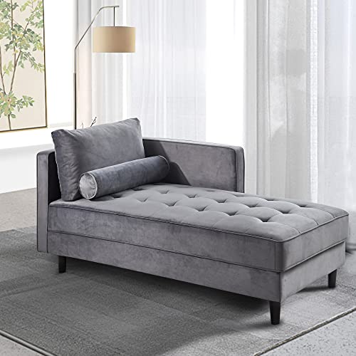 BAMOOLI 64'' Velvet Chaise Lounge Indoor, Modern Longue Chair Upholstered