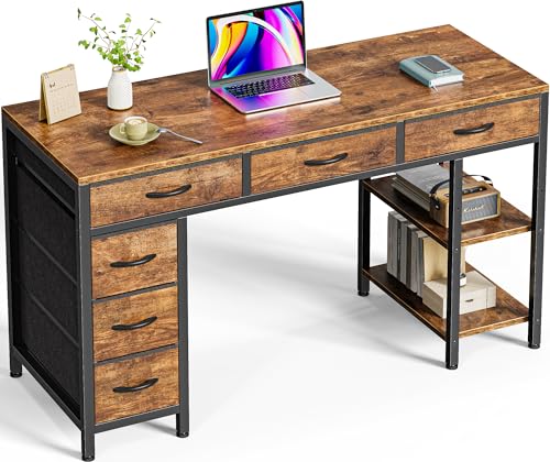 Huuger Computer Desk with 6 Drawers, 47 Inch Office Desk