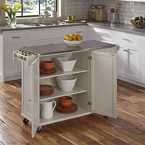 Liberty White Kitchen Cart with Stainless Steel Top by Home Styles