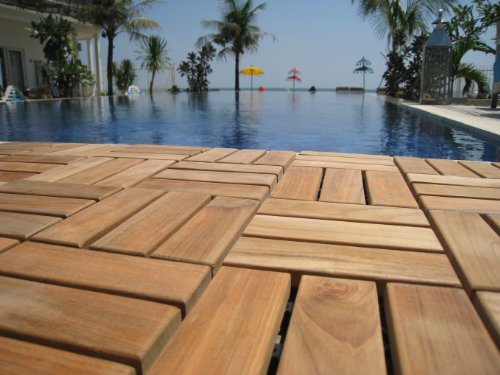 Bare Decor BARE-WF2009 Solid Teak Wood Interlocking Flooring Tiles (Pack of 10), 12" x 12