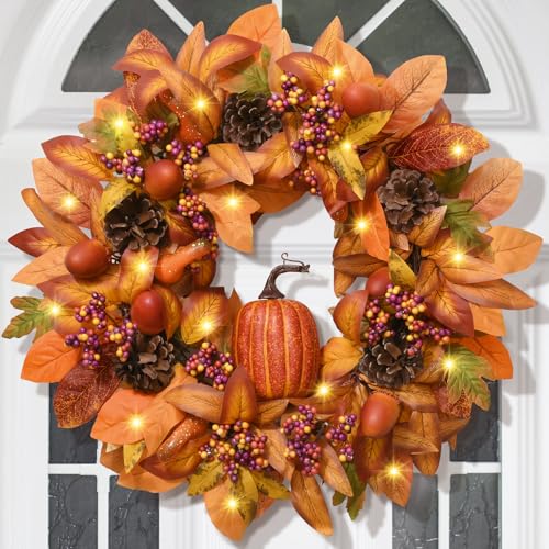 Fall Decor Fall Wreath-Fall Wreaths for Front Door, 18 Inch