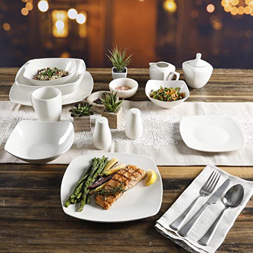 Gibson Home Zen Buffet Dinnerware Set, Service for 6 (39pcs), White (Square)