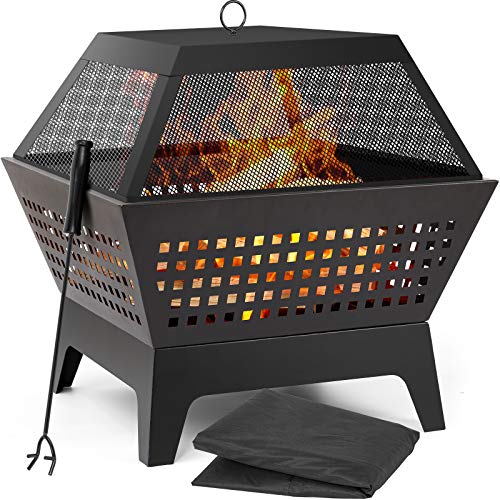 AMAGABELI GARDEN & HOME Fire Pit with Waterproof Cover Outdoor