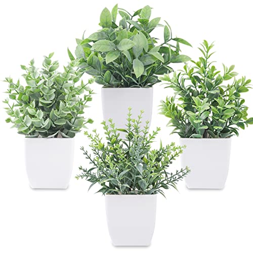 Der Rose 4 Packs Fake Plants Mini Artificial Greenery Potted