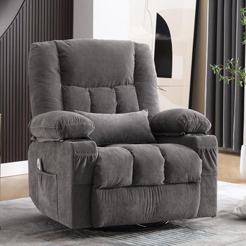 BOSMILLER Massage Swivel Rocker Recliner Chair with Vibration Massage and