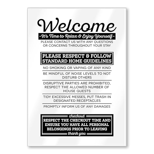 Acrylic 5x7 Airbnb Essentials for Hosts Sign, Air Bnb Supplies