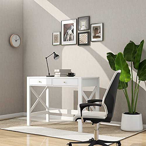 ChooChoo Home Office Desk Writing Computer Table Modern Design White Desk with Drawers, Makeup Vanity Table