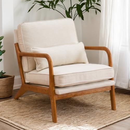 Karl home Accent Chair Mid-Century Modern Chair with Pillow Upholstered