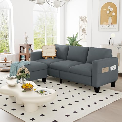 ZeeFu Convertible Sectional Sofa Couch,Classic 3 Seat L-Shaped Sofa with