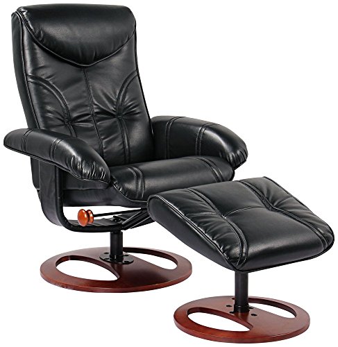 BenchMaster Newport Black Swivel Recliner and Slanted Ottoman