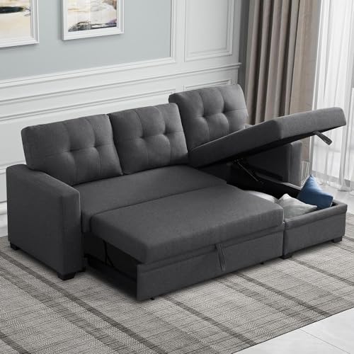 Wakefit Reversible Sectional Sofa Couch, Sleeper Sofa Bed with Storage