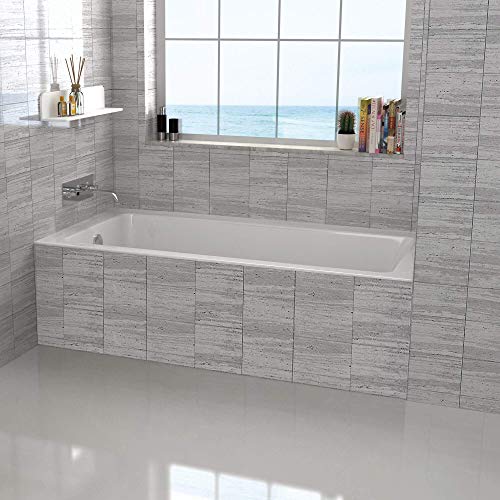 Fine Fixtures Tile-In White Soaking Bathtub, Built in tile flange Fiberglass Acrylic Material (60" x 32