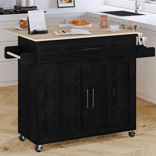 IRONCK Kitchen Island with Storage, Rolling Kitchen Island on Wheels