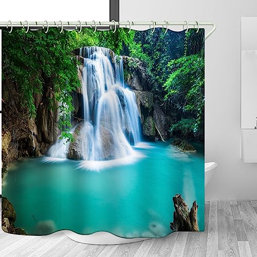 LYFANS Bathroom Uses Waterfall 3D Shower Curtain, Deluxe Bathtub Waterproof