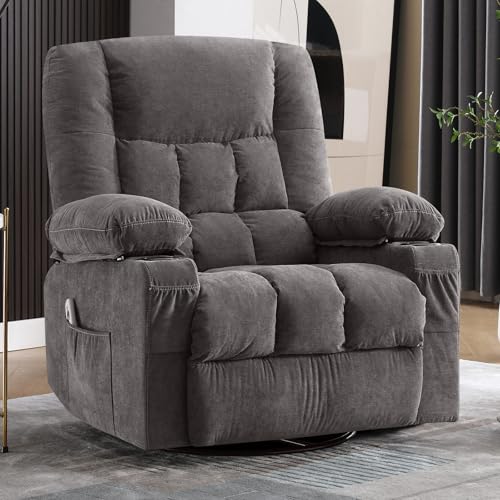 BOSMILLER Massage Swivel Rocker Recliner Chair with Vibration Massage and