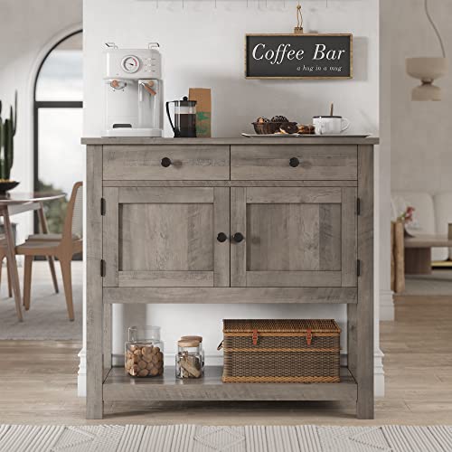 HOSTACK Farmhouse Console Table with 2-Door Cabinet & 2 Drawers,