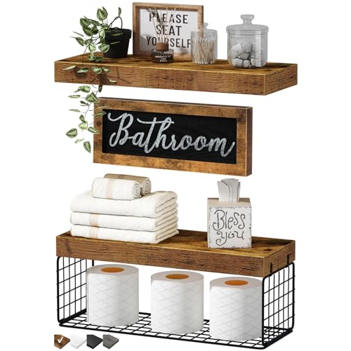 QEEIG Bathroom Decor Shelves Over Toilet - Farmhouse Decorations Aesthetic