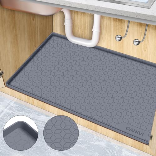 CANIVI Under Sink Mat, 34" x 22" Waterproof Silicone Under