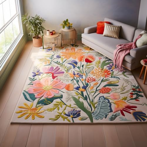 Restoration and Renovation Handmade Wool Floral Area Rug for Living