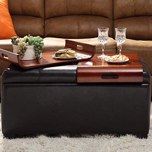 Convenience Concepts Designs4Comfort Storage Ottoman With Trays, Espresso