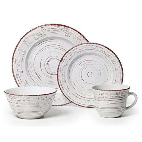 Pfaltzgraff Trellis 16-Piece Dinnerware Set, Distressed White