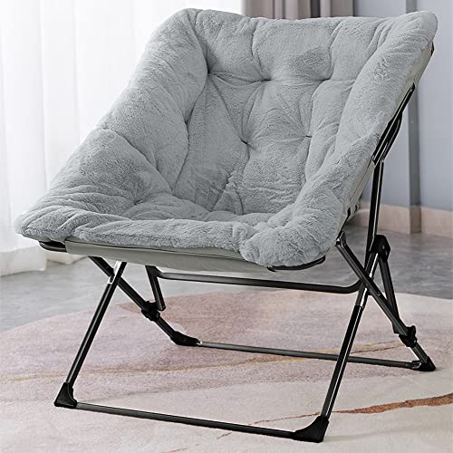 OAKHAM Comfy Saucer Chair for Adults, Soft Faux Fur Folding