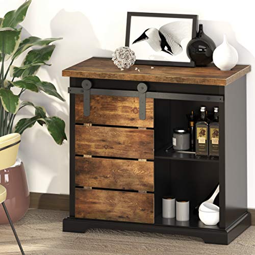 NSdirect Sideboard Coffee Bar Cabinet,Modern Farmhouse Buffet Station Sliding Barn