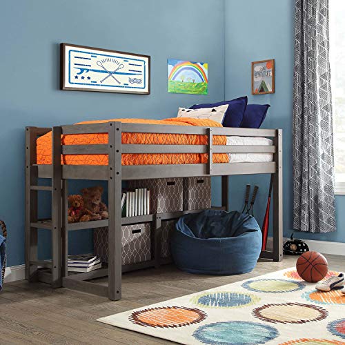 Better Homes and Gardens Loft Storage Bed with Spacious Storage Shelves (Twin, Slate) (Twin, Slate)