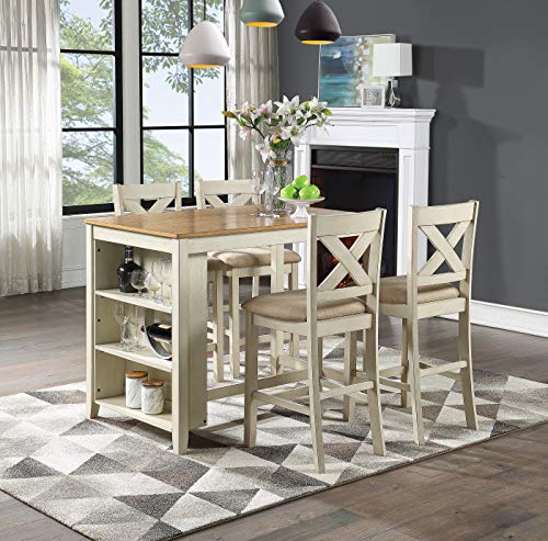 OSP Home Furnishings Century 5-Piece Dining Set, Antique White