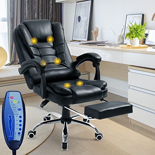 AMERROBIL Vibration Massage Office Chair, Reclining Office Chair with Footrest,