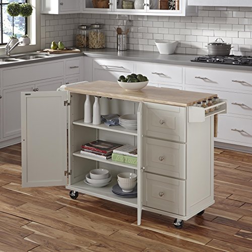 Liberty White Kitchen Cart with Wood Top by Home Styles