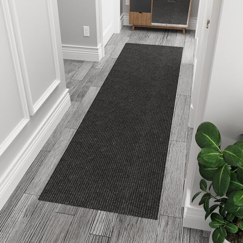 Ottomanson Solid Design Non-Slip Rubberback 2x6 Indoor/Outdoor Runner Rug for